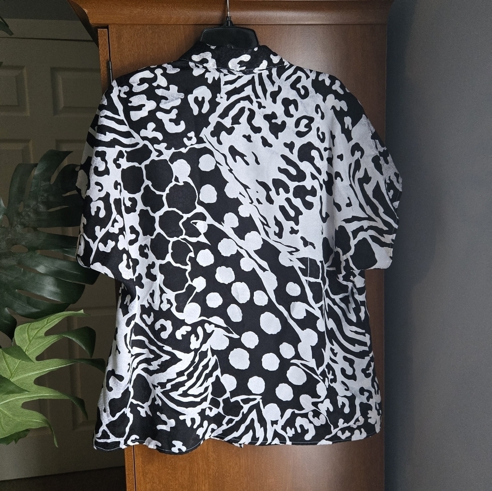 Vintage Jeri Marque button up blouse iridescent animal print abstract - Picture 2 of 5